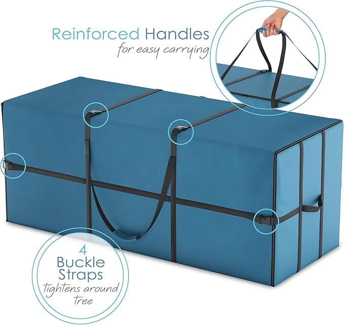 Clara Clark Christmas Tree Storage Bag - Extra Wide Xmas Tree Storage Box Container Made from Durable Oxoford 600D Waterproof Fabric with Handles & Dual Zipper (3, 9 ft)
