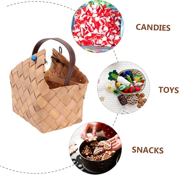 PRETYZOOM Woven Basket Straw Basket Lids Woven Storage Container Package for Present Home Organization