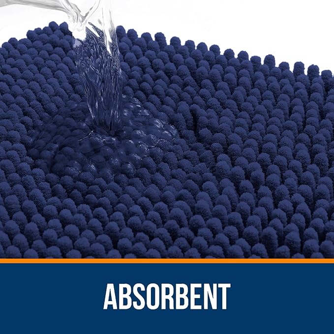 OLANLY Large Bathroom Rugs 40x32, Soft Absorbent Chenille Bath Rugs, Rubber Backing Quick Dry, Machine Washable Bath Mats for Bathroom Floor, Tub and Shower, Home Decor Accessories, Twilight Sapphire