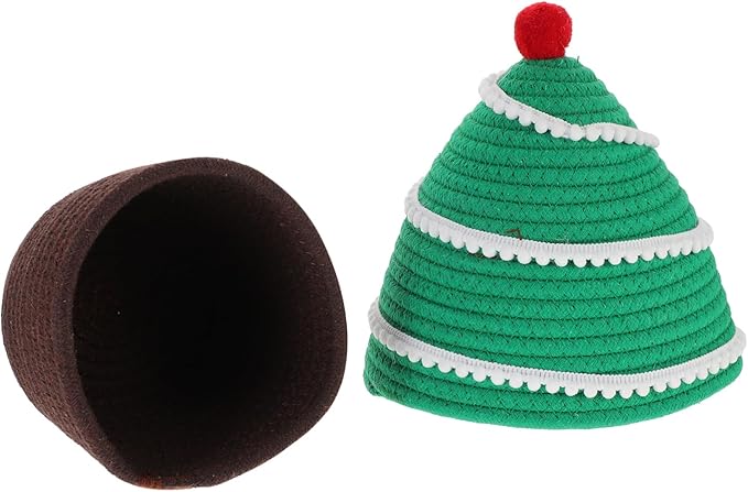 Christmas Tree Shaped Storage Basket Lid for Organizing Home Supplies Decorative Desktop Knitting and Cosmetic Organizer for Festive Decor and Everyday Use