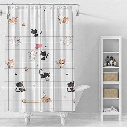 TIKABC Shower Curtain Liner, 4G PEVA Shower Liner, Plastic Peva Waterproof Shower Curtains, 72x72 inch with Grommet Holes 3 Magnetic Weights