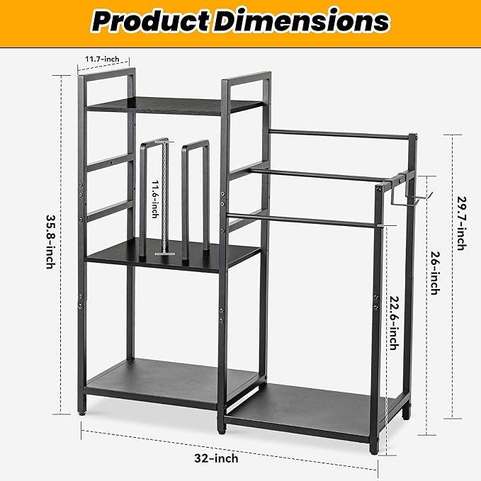 Aquzee Towel Storage for Bathroom, 3-Tier Towel Drying Rack Stand, Standing Towel Racks, 2 Hooks for Looafhs, Towel Holder for Rolled Folded Drying Towels, Black
