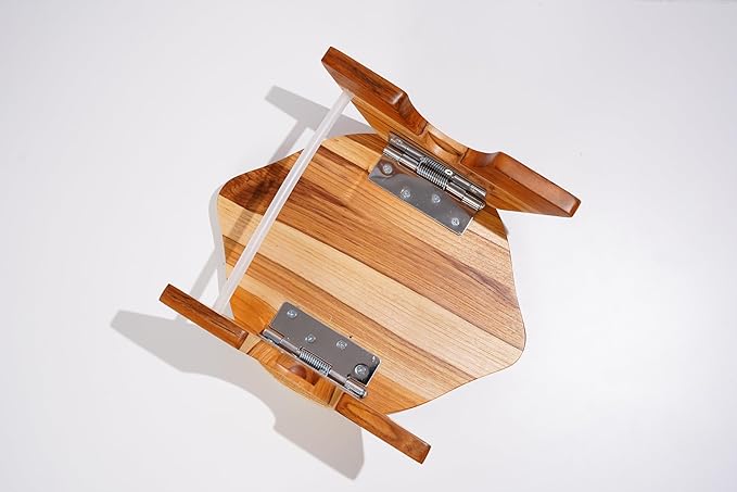 11.81" x 9.84" Teak Wood Couch Arm Tray, Folding Sofa Armrest Table, Clip-On Couch Arm Table for TV Dinner, Drinks & Snacks, Compact Tray Table, Small Side Table