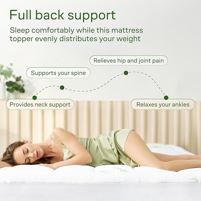 Niagara Ultra Soft Twin Size Mattress Topper - Viscose Made from Bamboo Pillow Top Mattress Pad for Back Pain Relief - Naturally Cooling for Hot Sleepers, fits 6-18" Mattress, 600GSM, Green