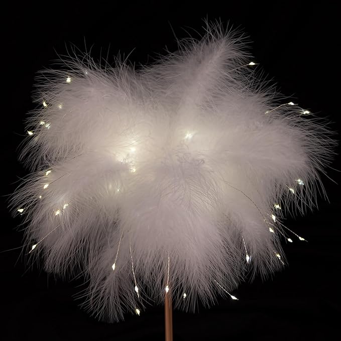 BDUSXYZ White Feather Lamp - LED Atmosphere Feather Night Lights Bedside Lamps for Mother, Girlfriend Home Girl Room Wedding Decoration