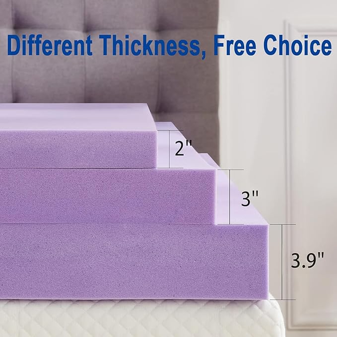 SINWEEK 3.9 Inch Gel Memory Foam Mattress Topper Ventilated Soft Pressure Relieve Mattress Pad, Breathable Bed Topper, CertiPUR-US Certified, Full Size