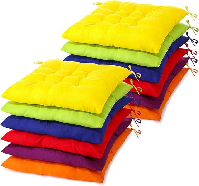 Geetery 12 Pcs Floor Pillows Bulk Seating Cushions for Floor Chair 15.7'' Large Meditation Cushion for Yoga Living Room Tatami Bedroom Balcony Office (Colorful,Square)