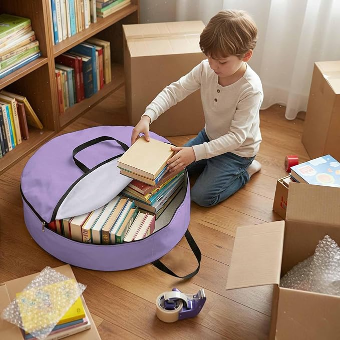 24 Inch Round Storage Bag 1 Pack,Purple Watercolor Solid Color Waterproof Wreath Storage Container with Handles&Zipper Minimalist Style Closet Organizer Bags Garland Box