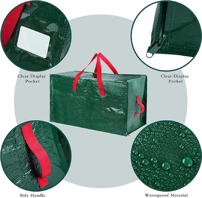 Shappy 6 Pcs Extra Large Storage Bags Jumbo Moving Bags Christmas Ornaments Container Heavy Duty Organizer Storage Bag with Zippers(Green,48 x 20",30 x 16",12 x 12")