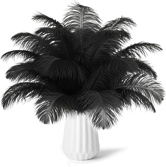 30pcs Black Ostrich Feathers Natural Bulk 11-14inch(28-35cm) Vase Craft Wedding Home Party Centerpieces Christmas Day Decoration