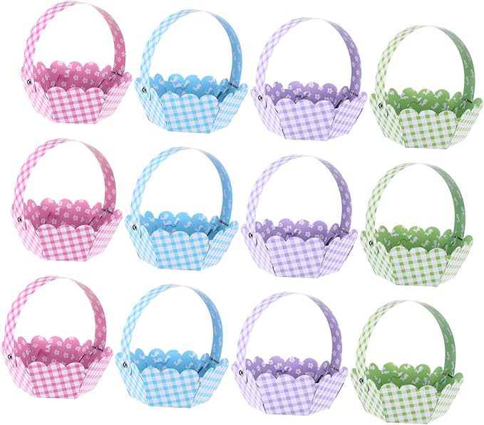 12pcs Adorable Easter Baskets for Storage Bunny Design for Treats and Festival Decor Creative Craft for Boys and Girls