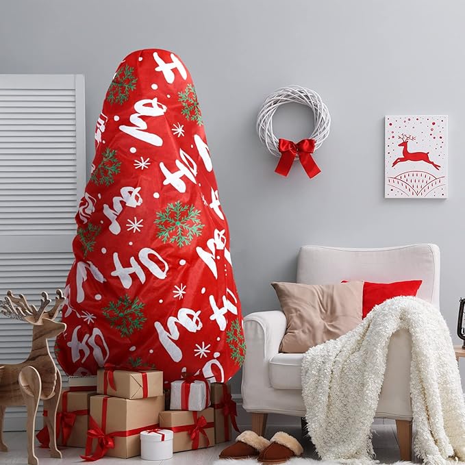 Yeshone 2 Pieces Large Christmas Tree Storage Bag with Drawstring for 7.5 Ft Trees Christmas Trees Covers for Upright Dust Proof Storage Containers (Snowflake)