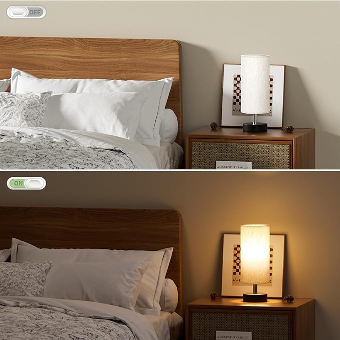 PartageiZ Small Table Lamp for Bedroom - Bedside Lamps for Night Stands, Minimalist Nightstand Light Lamp, Desk Lamps for Living Room, Office, Dorm