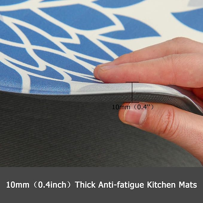 HEBE Anti Fatigue Kitchen Rug Sets 2 Piece Non Slip Kitchen Mats for Floor Cushioned Kitchen Rugs and Mats Waterproof Comfort Standing Mat Runner for Kitchen,Home Office,Sink,Laundry