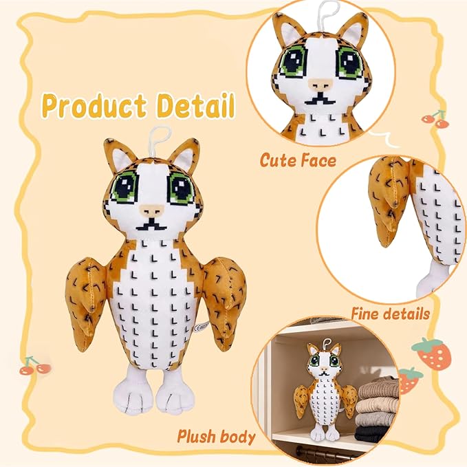 Steal a Brainrot 9.8-Inch Cat Owl Plush Pillow – Soft Huggable Cushion, Stylish Decor Accent & Collectible for Relaxation