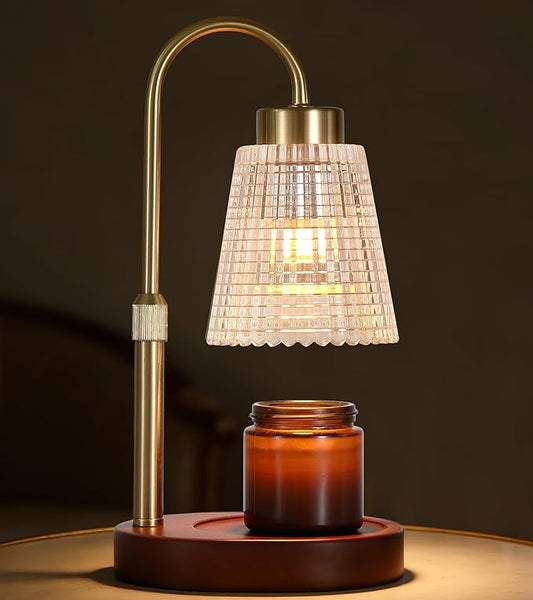 Antique Brass Candle Warmer Lamp WithTimer and Dimmer,Fragrance Electric Wax Melt Warmer with 2 Bulbs,Scented Jar Lamp,Mother's Day/Birthday/Christmas Gifts for Mom/Wife,Home Decor,Adjustable Height