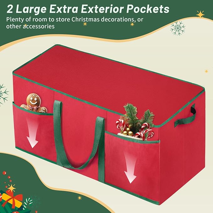 EverMerry Nutcracker and Figurine Collectibles Storage Box， Large Ornament Storage Organizer Stores Up to 12 Holiday Figurines-Carolers, Santa Figure, or Nut Cracker Ornaments (Red/15 Inches)