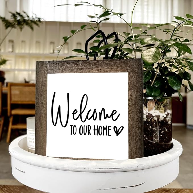 C2 Freestanding Welcome Sign for Home Entryway, Farmhouse Decor for Front Door, Porch & Tabletop Housewarming Decor