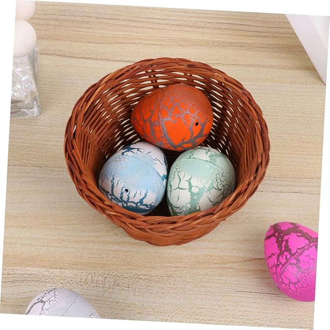 PRETYZOOM Round Mini Easter Basket Weaving Storage Holder Decorative Storage for Home Nursery and Festivals Height Natural Vine Material