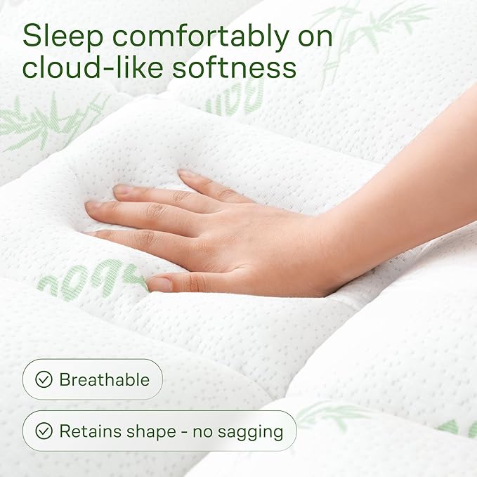 Niagara Ultra Soft Full XL Size Mattress Topper - Viscose Made from Bamboo Pillow Top Mattress Pad for Back Pain Relief - Naturally Cooling for Hot Sleepers, fits 6-18" Mattress, 600GSM, Green