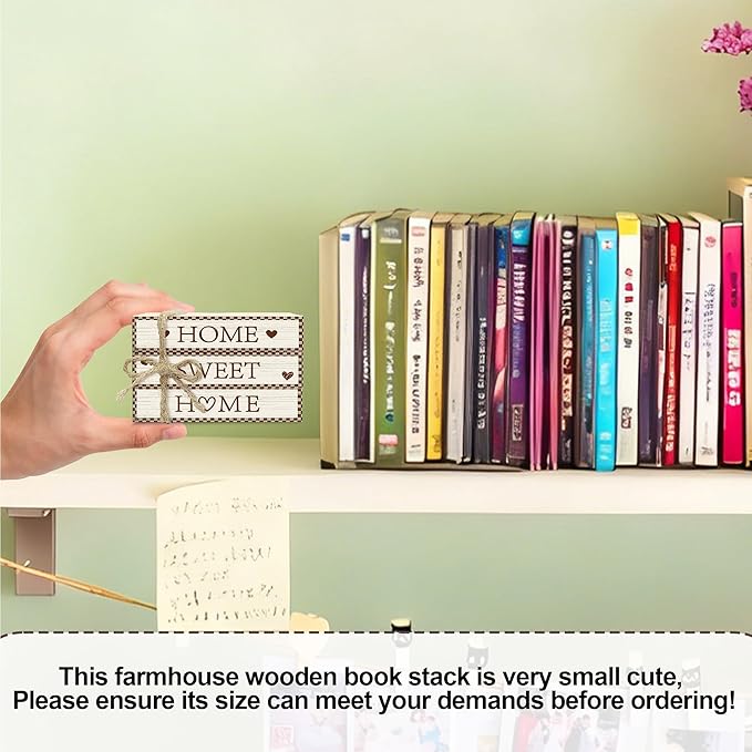 Mini Decorative Books For Home Decor, Small Wood Book Stack For Table Decor, Home Sweet Home decoration Books For Living Room Bookshelf, Farmhouse Stacked Books decoration（L53)
