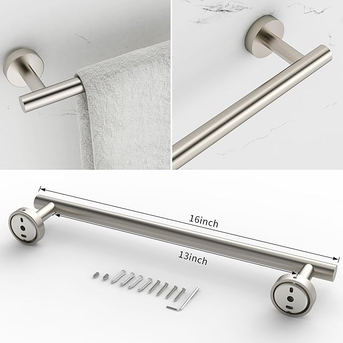 RARXTR 3pc Bathroom Hardware Set with Brushed Toilet Paper Holder & Towel Ring & Towel Bar SUS304 Stainless Steel Toilet Paper Roll Holder Wall Mount & Bathroom Towel Holder & Towel Rack Set