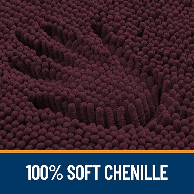 OLANLY Bathroom Rugs 34x21, Extra Soft Absorbent Chenille Bath Rugs, Rubber Backing Quick Dry, Machine Washable Bath Mats for Bathroom Floor, Tub and Shower, Home Decor Accessories, Black Cherry