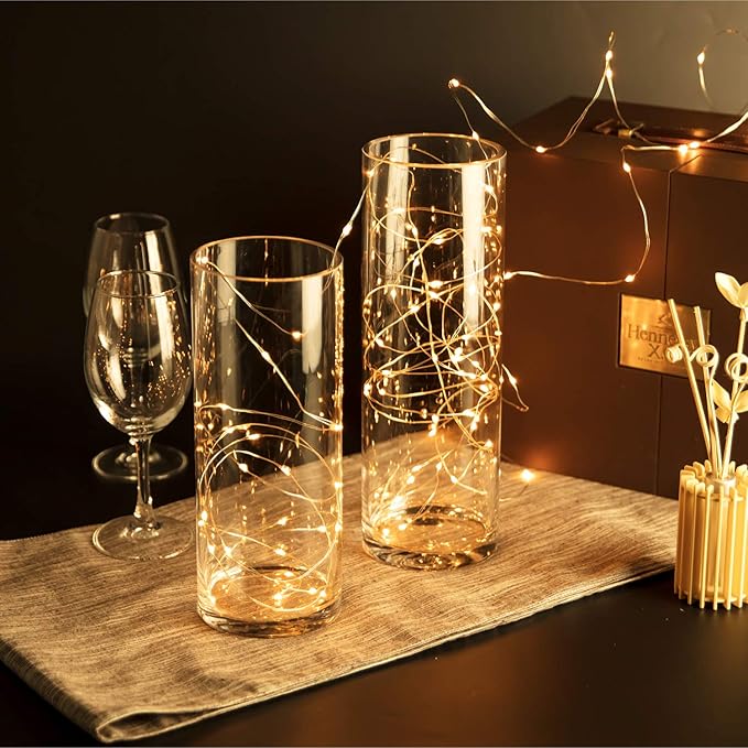 WGVI Quality Thick Weighted Clear Cylinder Glass Vases, 4" W x 6" H, Flower Arrangement Glass Candle Holders Wedding Centerpieces Terrarium Planter Floral Storage Container Pen Brush Holder, 1 Piece