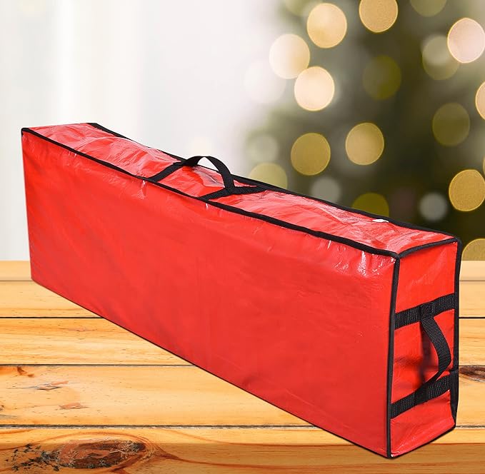 ProPik Wrapping Paper Storage Containers | Gift Wrap Organizer Under Bed 41”x14”x6” Fits 18-24 Rolls Fit Up to 40” Long Roll Wrap Storage Box Holder with Pockets for Ribbon Bows & Accessories (Red)