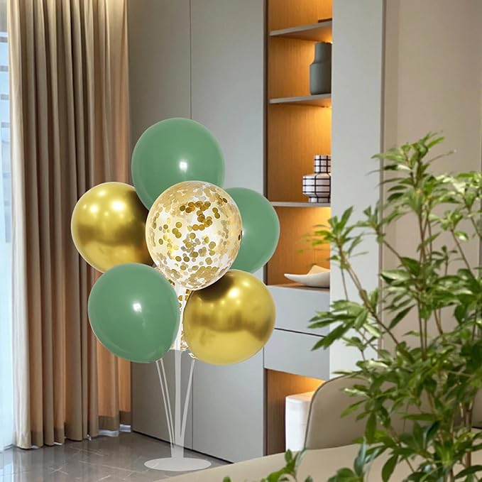 ZJDHPTY Green and Gold Balloon Stand Centerpiece Table Decorations for Birthday Woodland Baby Shower Party Decoration for Graduation 2026 New Years Eve (Green gold set4)