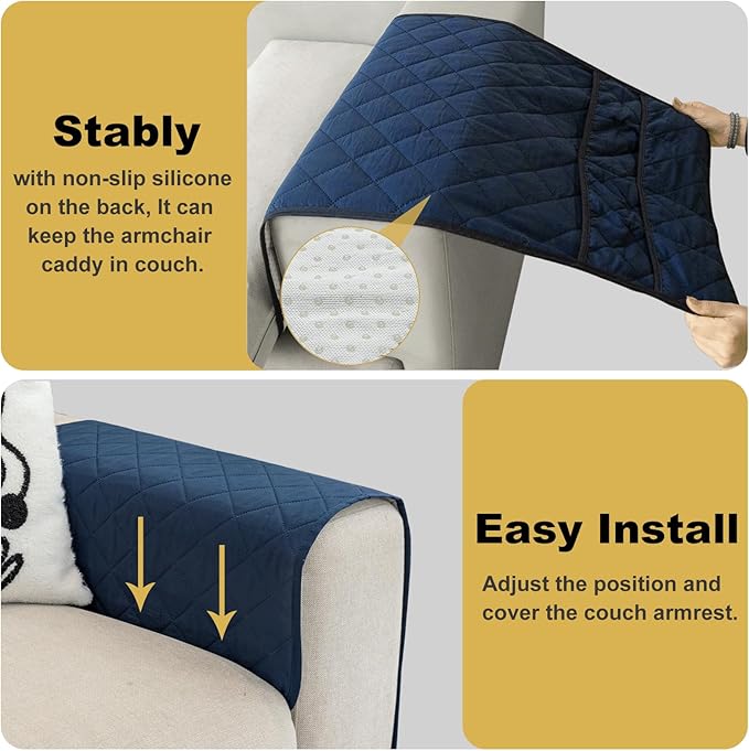 Remote Control Holder for Recliner,Non Slip Armchair Caddy,Sofa Armrest Storage Organizer for Recliner Couch With 6 Pockets for TV Remote,Cell Phone,Magazine