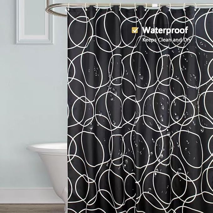 LLSCL Fabric Shower Curtain Liner with Magnets, Waterproof Hotel Quality, 72 x 72 Machine Washable