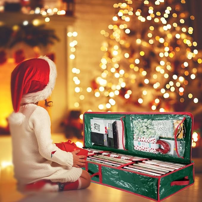 Organization and Storage Christmas Storage Rack Spacious Under Bed Holiday Wrapping Paper Container for Gift Wrapping Ribbons Bows Wrapping Supplies Etc
