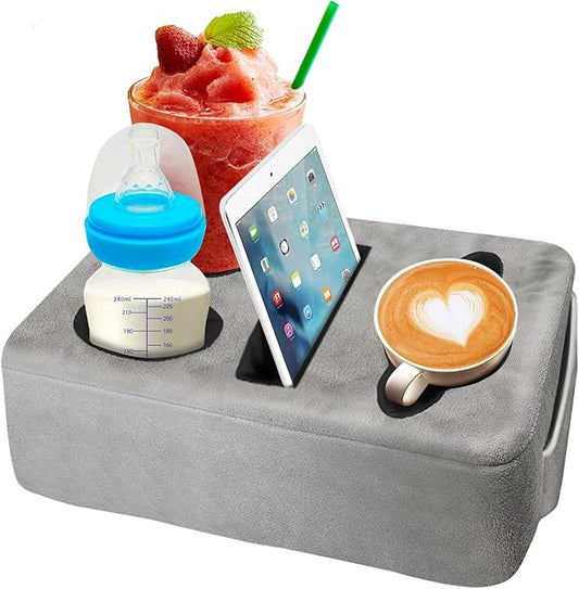 4 Hole Couch Cup Holder Tray, Cup Holder for Bed Suitable for Cup Holders on Sofas, beds, Camping, RVs, Cars, and Beaches.Gray