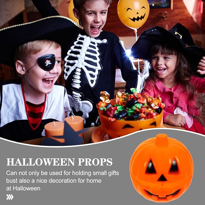 Cabilock 12pcs Halloween Pumpkin Containers Small Plastic Pumpkin Storage Box Bulk Mini Pumpkins Props Trick or Treat Candy Case Container for Halloween Decoration Party Supplies