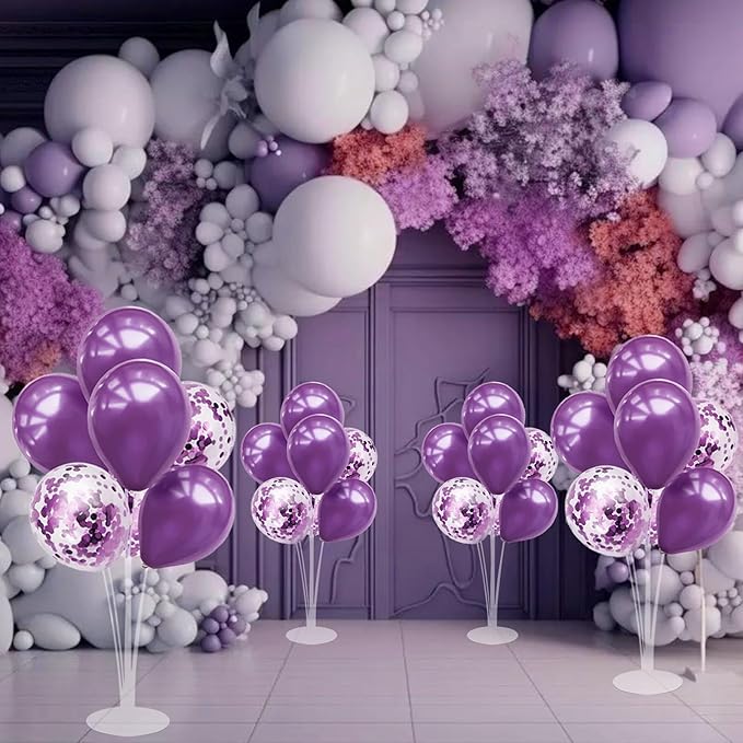 ZJDHPTY Purple Balloon Stand Centerpiece Table Decorations for Birthday Bridal Shower Wedding Engagement Mother's Day Graduation Halloween Party Decorations New Years Eve 2026(Purple set4)