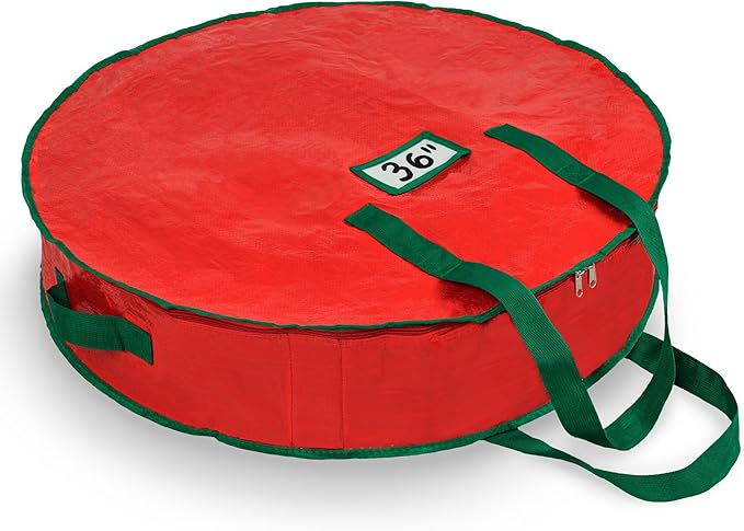 Handy Laundry Christmas Wreath Storage Bag - Durable, Tarp Material, Zipper, Sturdy Carry Handle, Dust, Pest Protection - Ideal Home, Garage Organization for Holiday Wreath Decorations (36")
