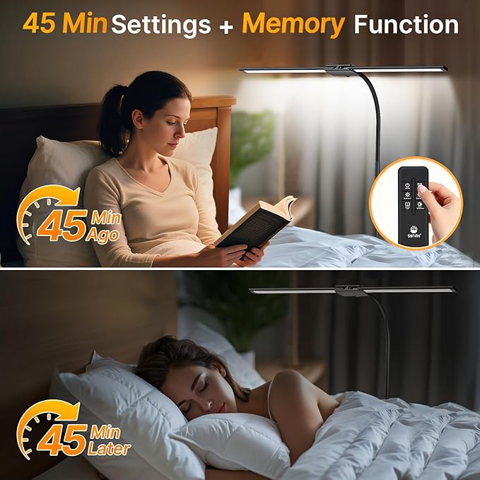 Syrinx LED Floor Lamp, 18W 2000LM Bright Reading Floor Lamp for Office, Gesture & Remote Control, Dual Head Goose-Neck Standing Lamp, Dimmable Brightness & Color Temp, Eye Caring Light for Living Room