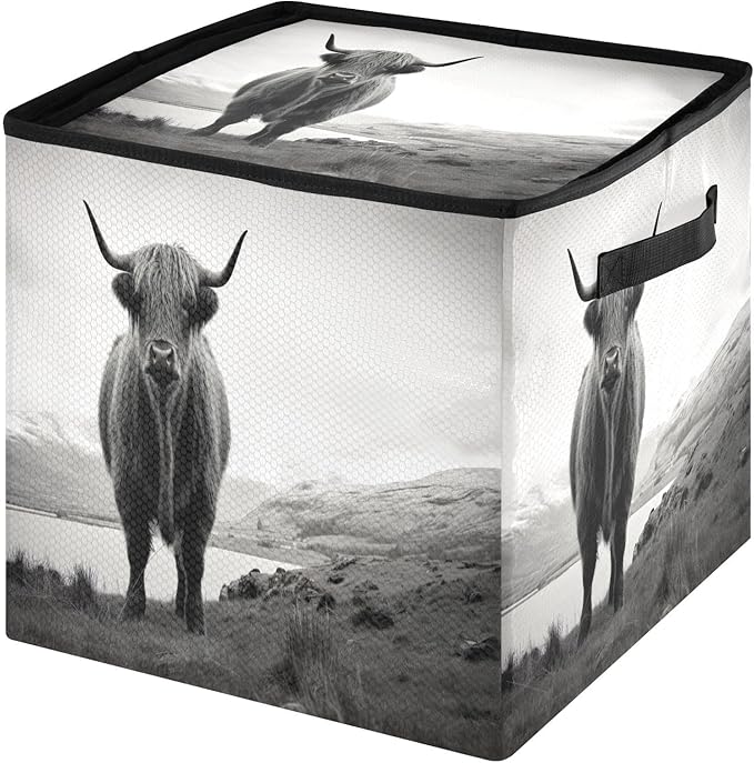Kigai Highland Cow Christmas Ornament Storage Box with Zipper & Adjustable Dividers Holiday Ornament Organizer Xmas Storage Container, 64 Balls