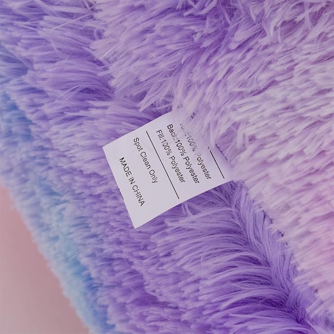 A Nice Night Faux Fur Reading Pillow Bed Wedge Children Backrest with Arms Back Support for Sitting Up in Bed/Couch,Tie Dye BluePurple,Standard