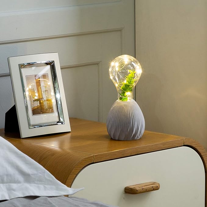 walsport Table Lamp Edison Bulb Night Lights, Concrete Cement Grey Base Nightstand Bedside Lamp, Industrial Minimal Style for Cafe Shop Home Decor Christmas Birthday Gift