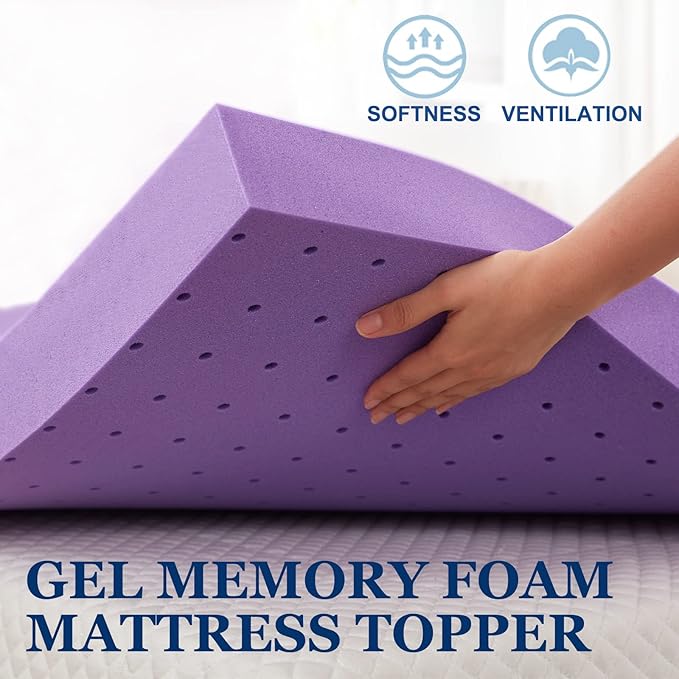 SINWEEK 3.9 Inch Gel Memory Foam Mattress Topper Ventilated Soft Pressure Relieve Mattress Pad, Breathable Bed Topper, CertiPUR-US Certified, Twin Size