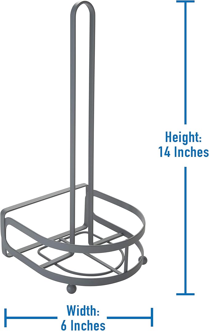 Kitchen Details Industrial Collection Paper Towel Holder Dispenser, Free Standing, Holds 1 Jumbo Roll, Grey