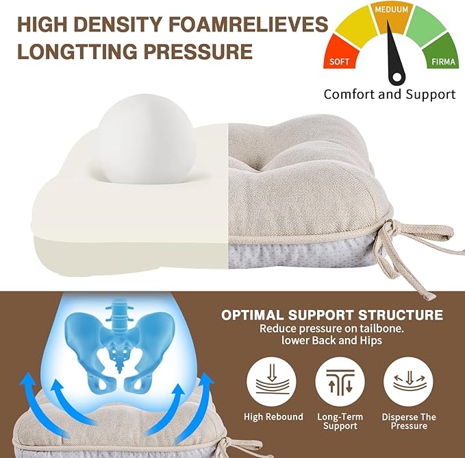 BETU Chair Cushions for Dining Chairs Set of 4,3.5" Thick Kitchen Table Chair Pads with Ties,Non Slip Backing and Covers, Seat Cushion for Dining Room,Bar,Patio Chairs,16"X16"X3.5",Beige