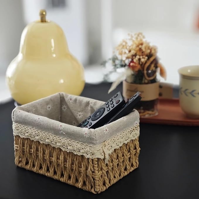 Straw storage box, living room coffee table, miscellaneous storage basket