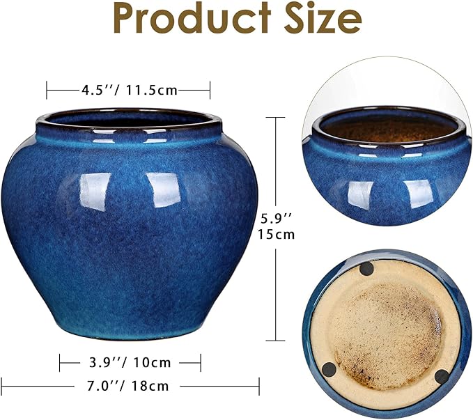 Hollyone Blue Vase Porcelain Ceramic Vase 7inch Flower Vases Classic Decorative Floral Vases for Bedroom Living Room Console Table Accent Shelf Tabletop Home Decor