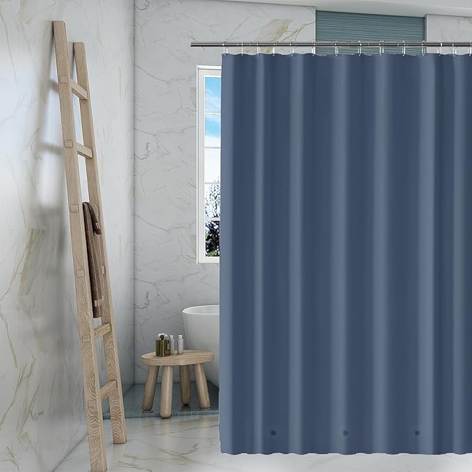 TIKABC Dark Blue Shower Curtain Liner, 4G PEVA Shower Liner, Plastic Waterproof Shower Curtains, 72x72 inch with Grommet Holes 3 Magnetic Weights