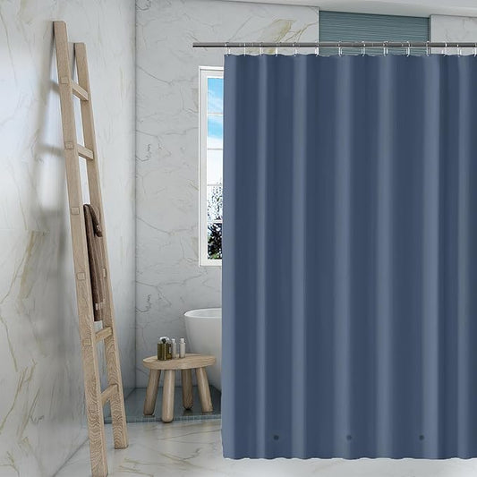 TIKABC Dark Blue Shower Curtain Liner, 4G PEVA Shower Liner, Plastic Waterproof Shower Curtains, 72x72 inch with Grommet Holes 3 Magnetic Weights