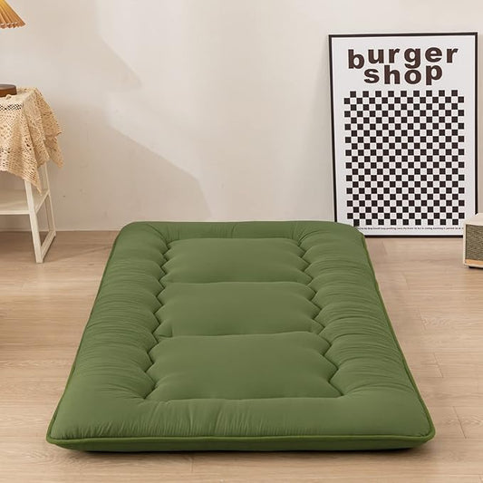 MAXYOYO Cot Japanese Floor Futon Mattress, Single Size Tatami Mat Sleeping Pad Foldable Roll Up Boys Girls Narrow Mattress