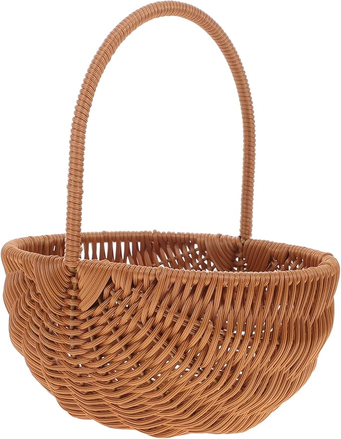 PRETYZOOM Rectangular Mini Easter Storage Basket with Handle Woven Decorative Basket for Eggs Candies and Items for Home Kindergarten Decoration